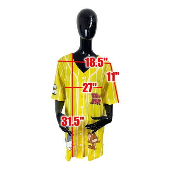 Tom And Jerry Yellow Gold Graphic Baseball Jersey Womens 3X - Picture 3 of 9